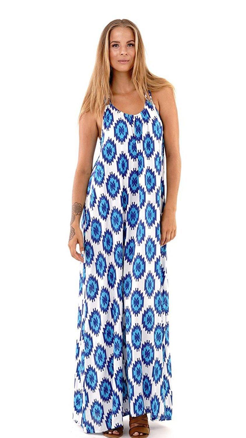 Viola Sleeveless Bohemian Maxi Summer Dress - Love-Shu-Shi-Navy/Blue Dress