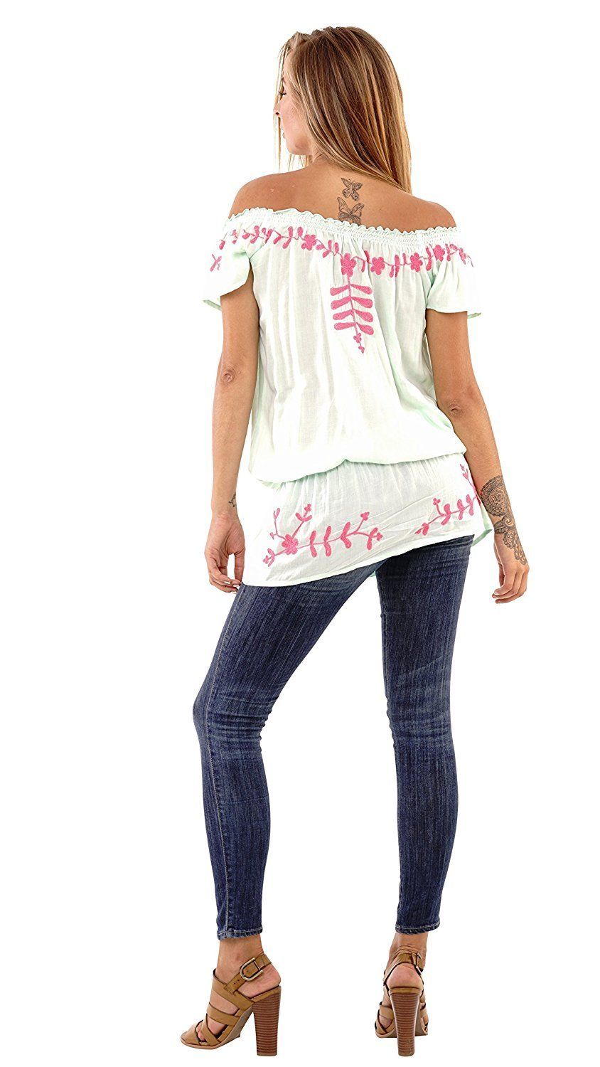 Talia Summer Embroidered, Off Shoulder, Tunic Top - Love-Shu-Shi