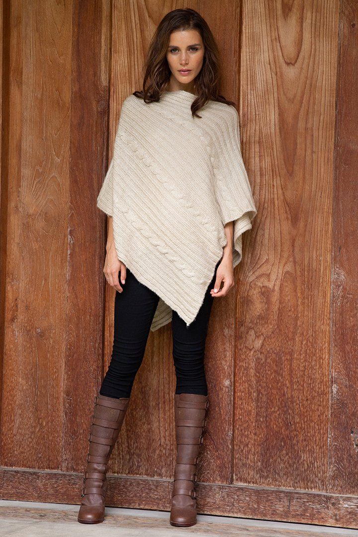 Shushi Cozette Cable Knit Poncho Pullover
