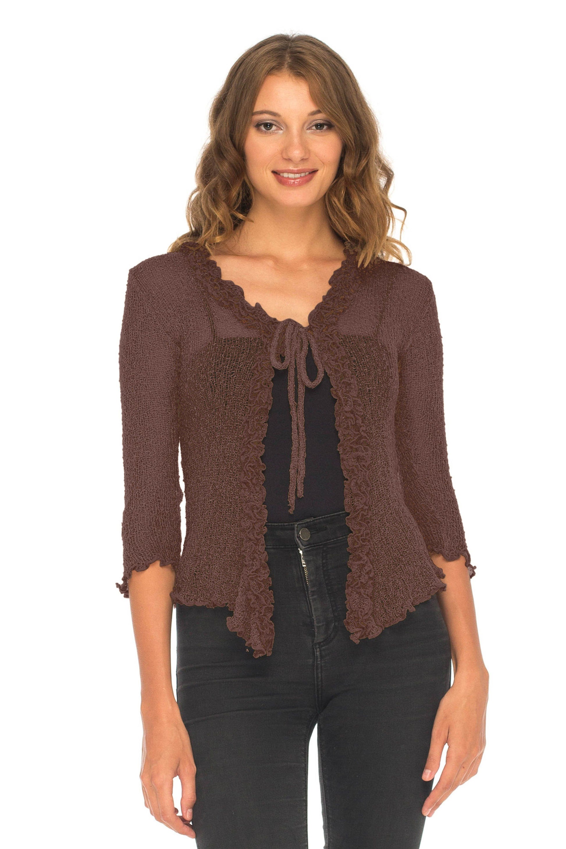 Ruffle Tie Top Shrug - Love-Shu-Shi