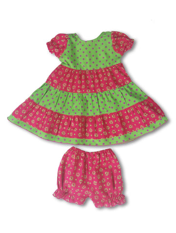 Baby Girl's Short-Sleeve Ruffle Dress Set