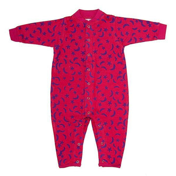 Pink with Moon and Stars Baby Romper One-Piece 100% Cotton Batik Jersey