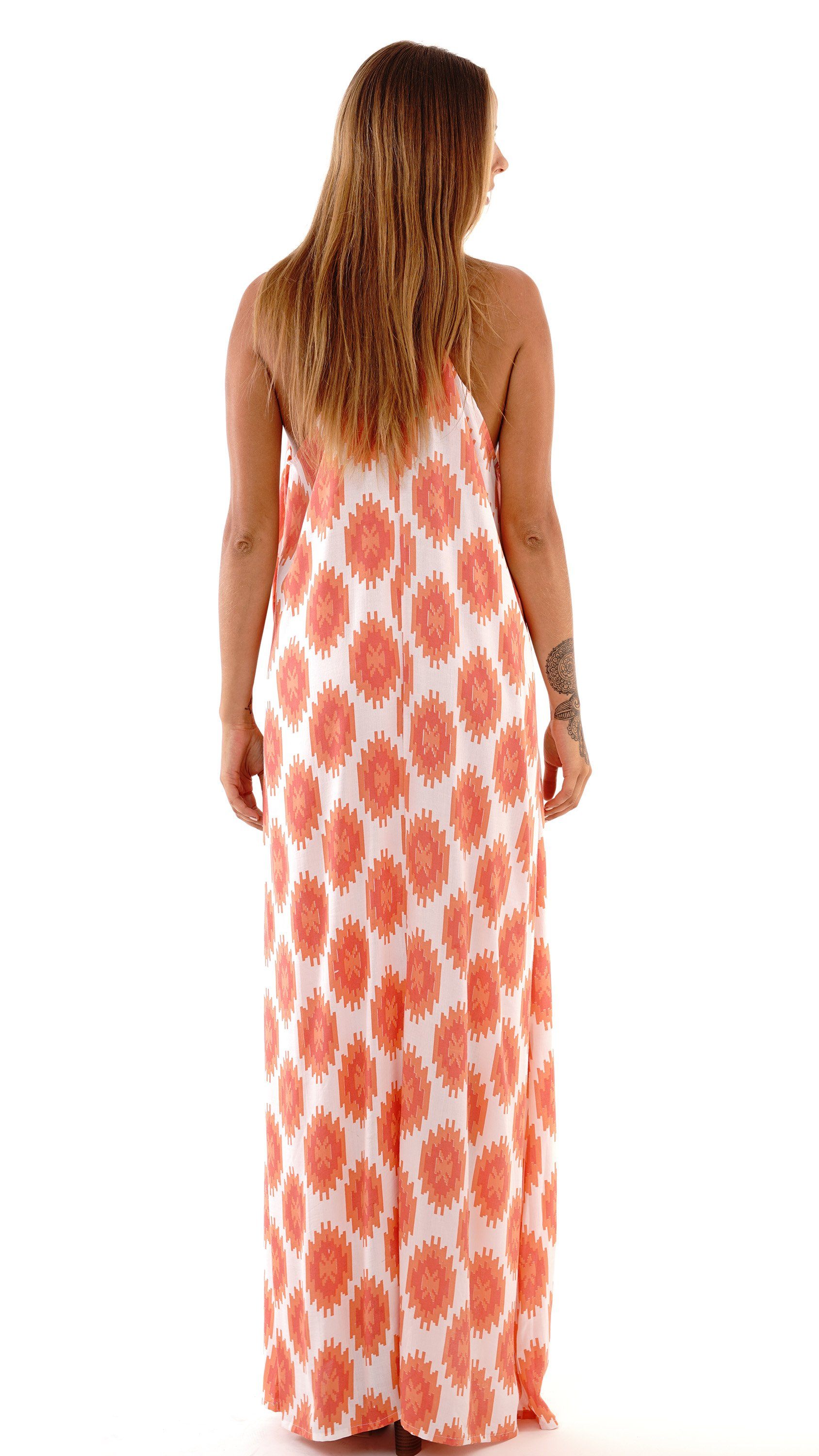 Viola Sleeveless Bohemian Maxi Summer Dress - Love-Shu-Shi-Coral/Orange Dress
