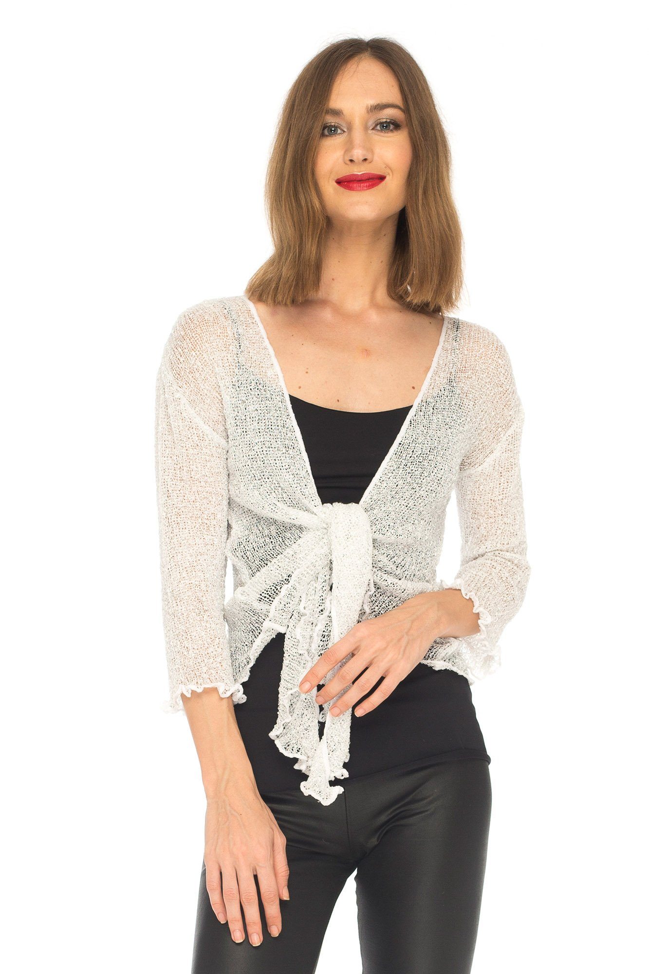 Metallic Shimmer Lightweight Knitted Sheer Shrug - Love-Shu-Shi