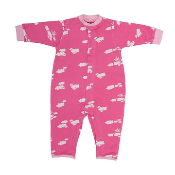 Pink with Clouds Baby Romper One-Piece 100% Cotton Batik Jersey
