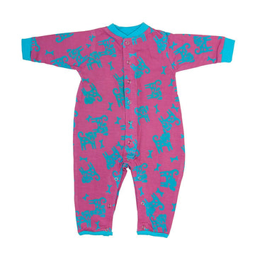 Pink with Dogs Baby Romper One-Piece 100% Cotton Batik Jersey