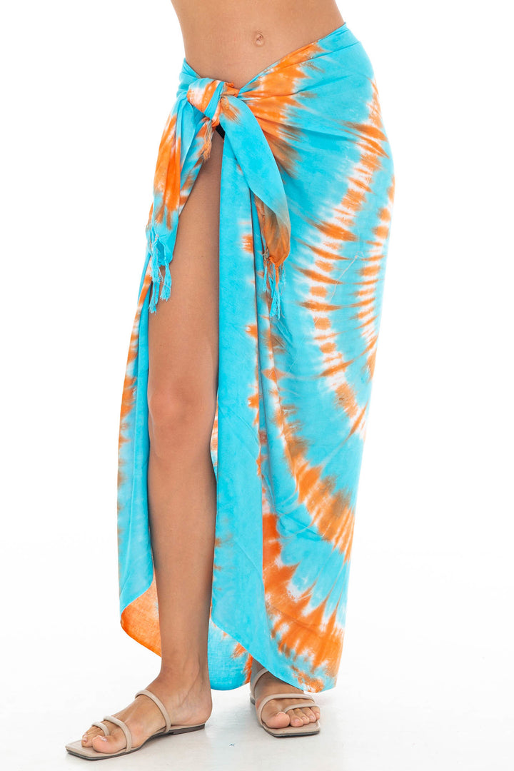 Tie-Dye Swirl Sarong Wrap - Beach Cover-Up by SHU-SHI