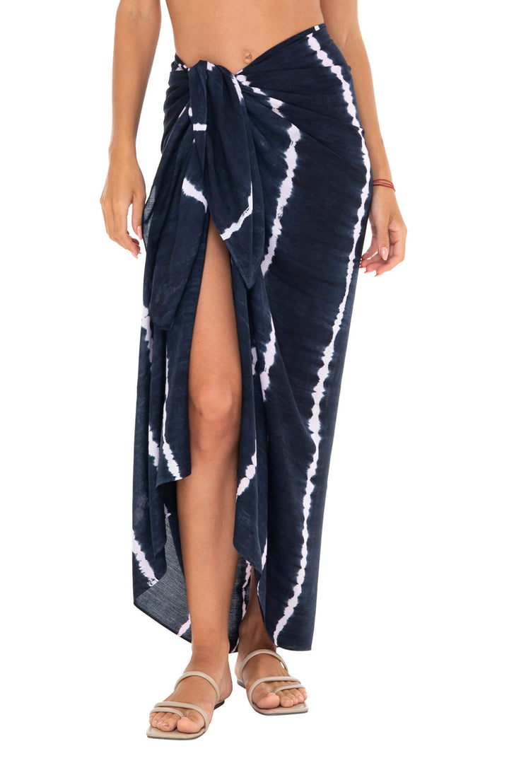 Linear Tie-Dye Sarong Wrap - Beach Cover-Up by SHU-SHI