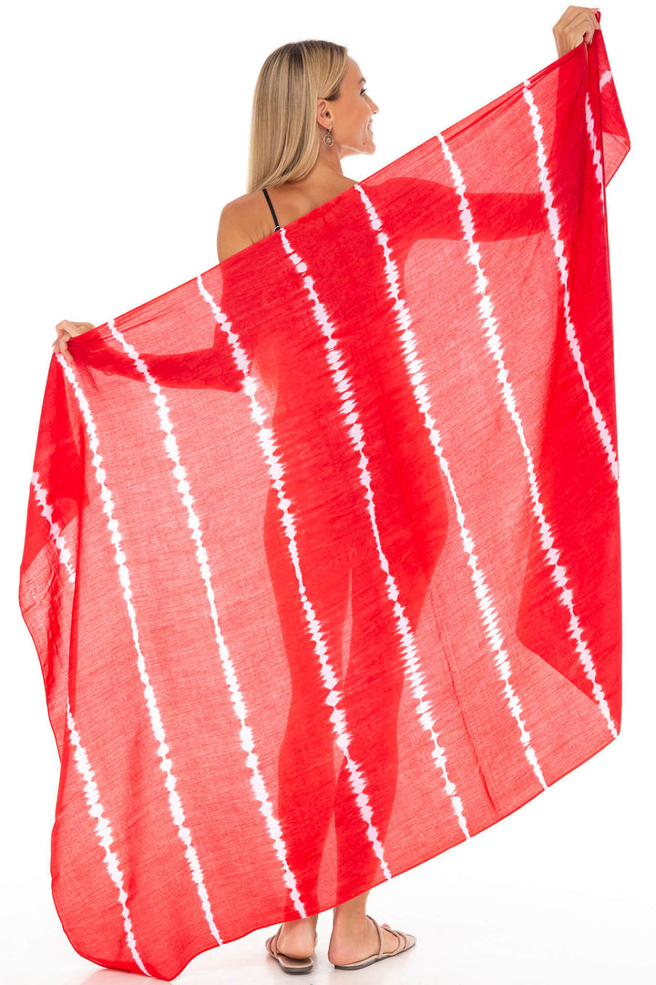 Linear Tie-Dye Sarong Wrap - Beach Cover-Up by SHU-SHI