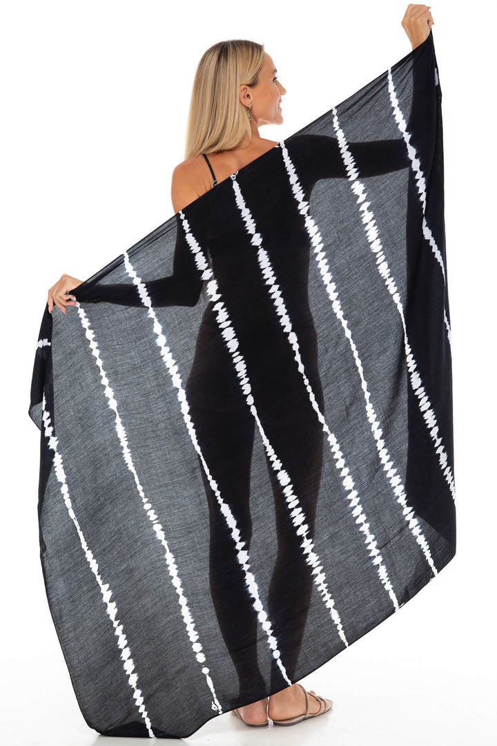 Linear Tie-Dye Sarong Wrap - Beach Cover-Up by SHU-SHI