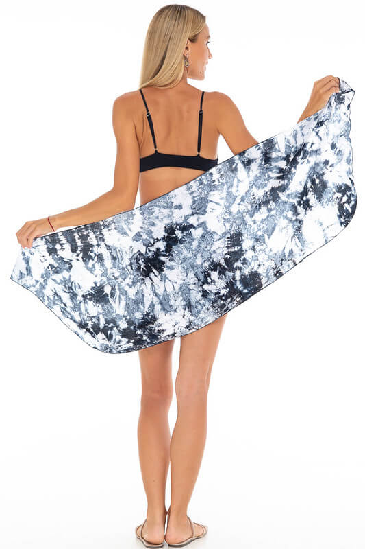 Short Sarong Wrap - Abstract Tie Dye Beach Cover-Up by SHU-SHI