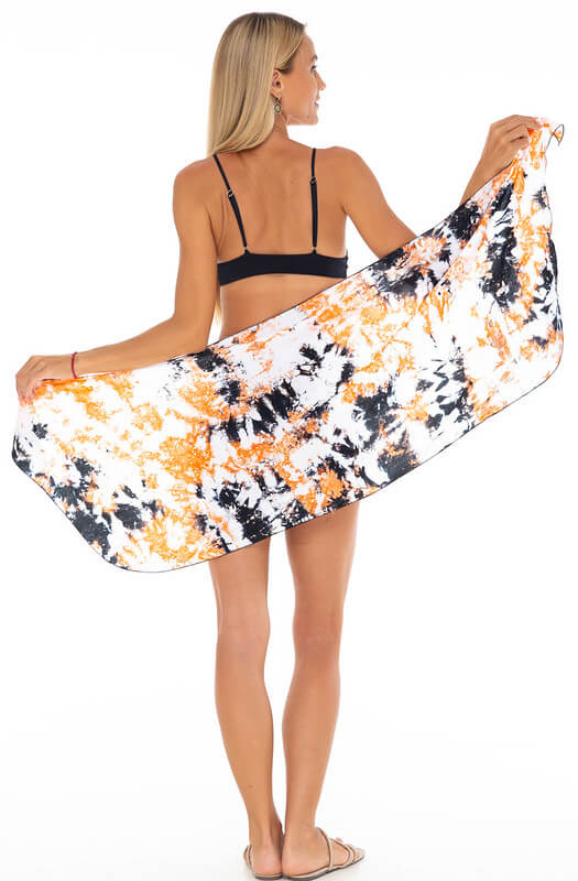 Short Sarong Wrap - Abstract Tie Dye Beach Cover-Up by SHU-SHI