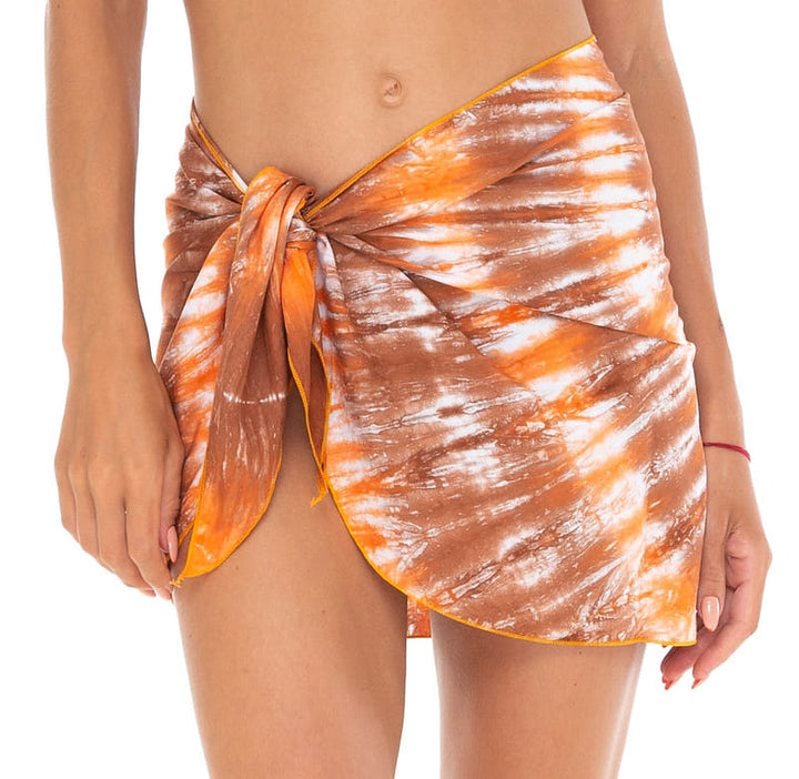 Short Sarong Wrap - Abstract Tie Dye Beach Cover-Up by SHU-SHI