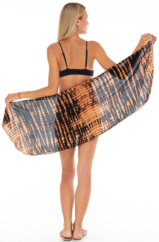 Short Sarong Wrap - Abstract Tie Dye Beach Cover-Up by SHU-SHI