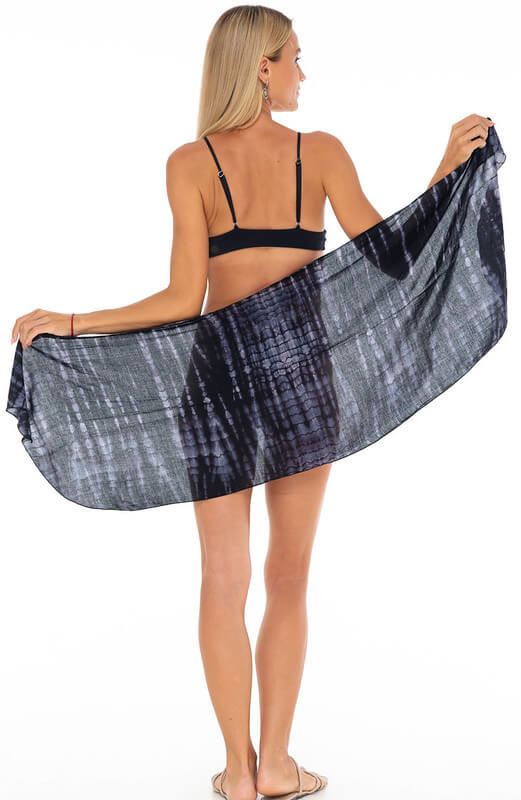 Short Sarong Wrap - Abstract Tie Dye Beach Cover-Up by SHU-SHI