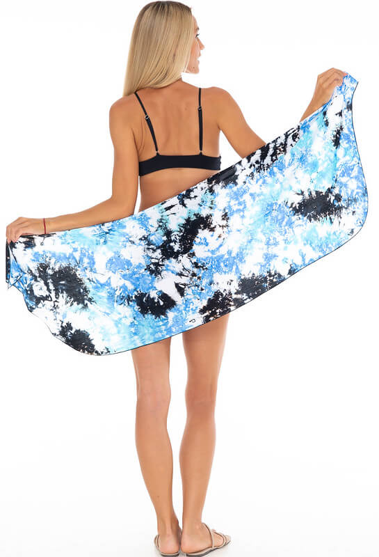 Short Sarong Wrap - Abstract Tie Dye Beach Cover-Up by SHU-SHI