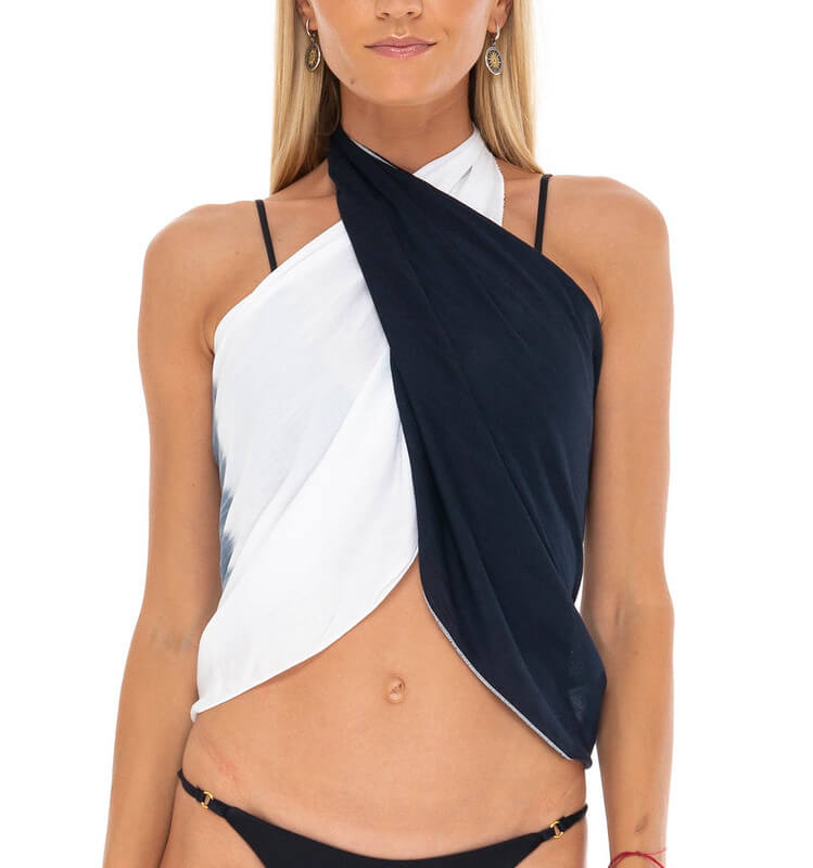 Short Sarong Wrap - Ombre Dip Dye Beach Cover-Up by SHU-SHI