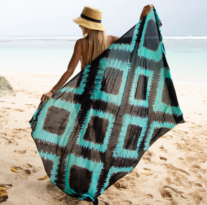 Tie-Dye Diamond Sarong Wrap - Beach Cover-Up by SHU-SHI