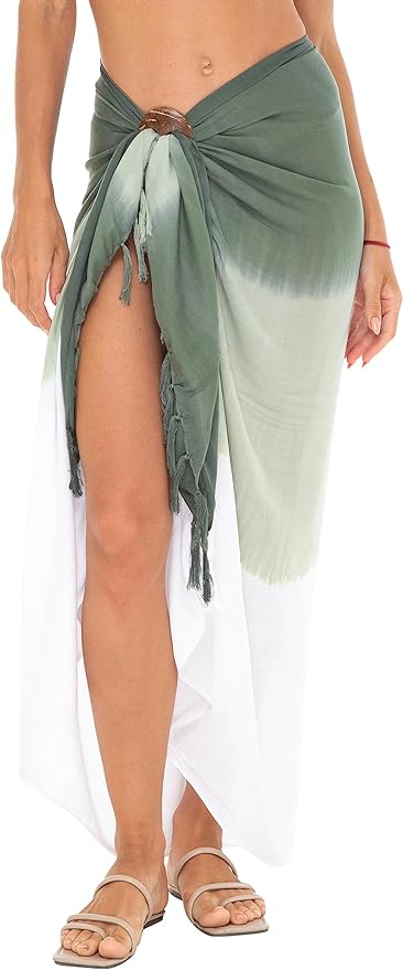 SHU - SHI Sarong Wraps For Women Beach Cover Up Skirt Swimsuit Wrap Pareo Coverups Ombre Tie Dye - Love ShuShi