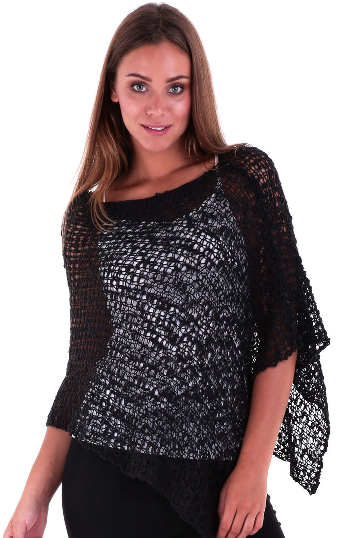 Open-Knit Popcorn Poncho - Lightweight Cover-Up by SHU-SHI