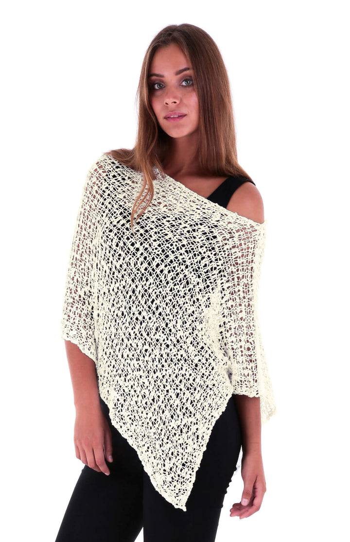 Open-Knit Popcorn Poncho - Lightweight Cover-Up by SHU-SHI