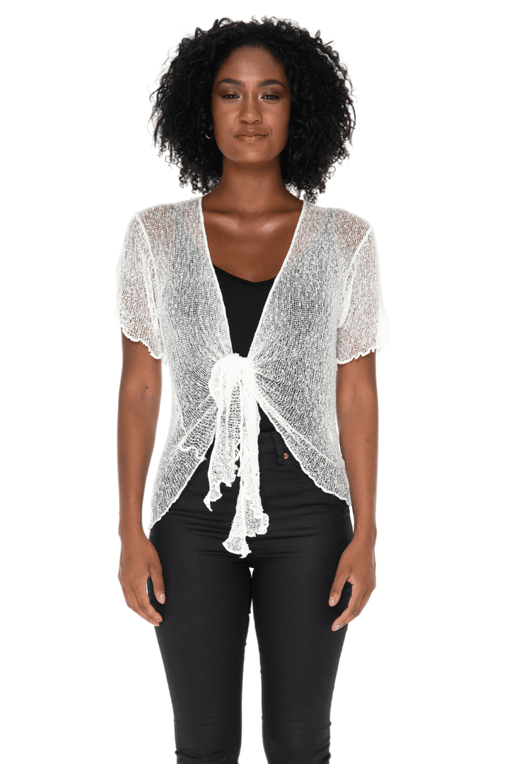 Short Sleeve Shrug - Lightweight Knit Cardigan By SHU-SHI