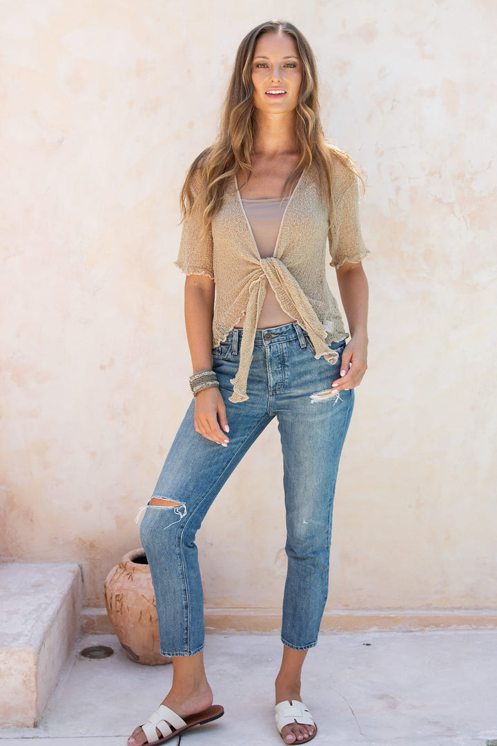 Short Sleeve Shrug - Lightweight Knit Cardigan By SHU-SHI