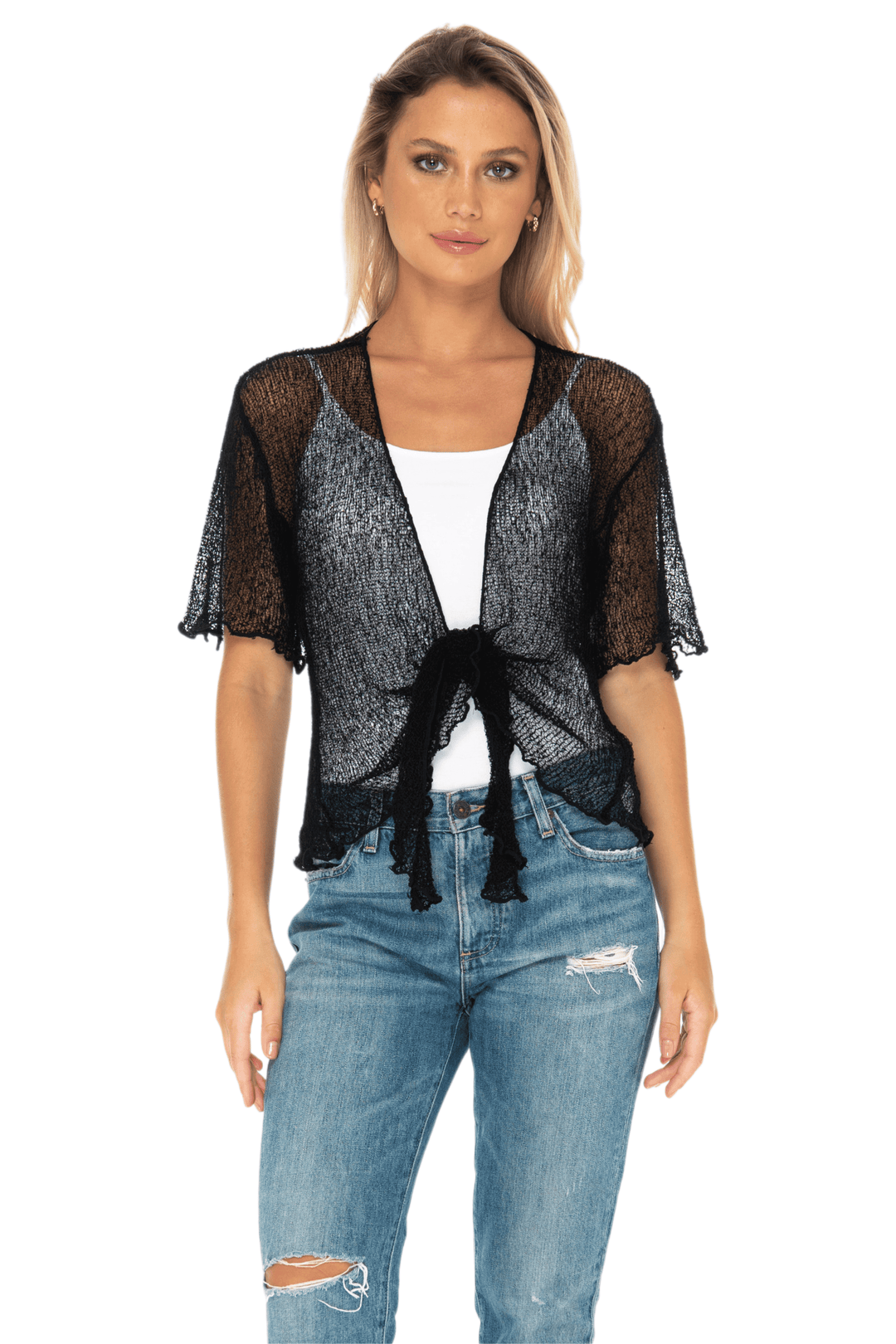 Short Sleeve Shrug - Lightweight Knit Cardigan By SHU-SHI