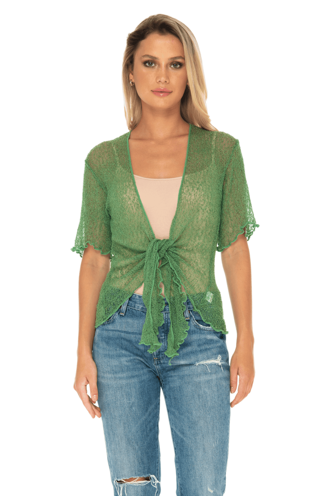 Short Sleeve Shrug - Lightweight Knit Cardigan By SHU-SHI