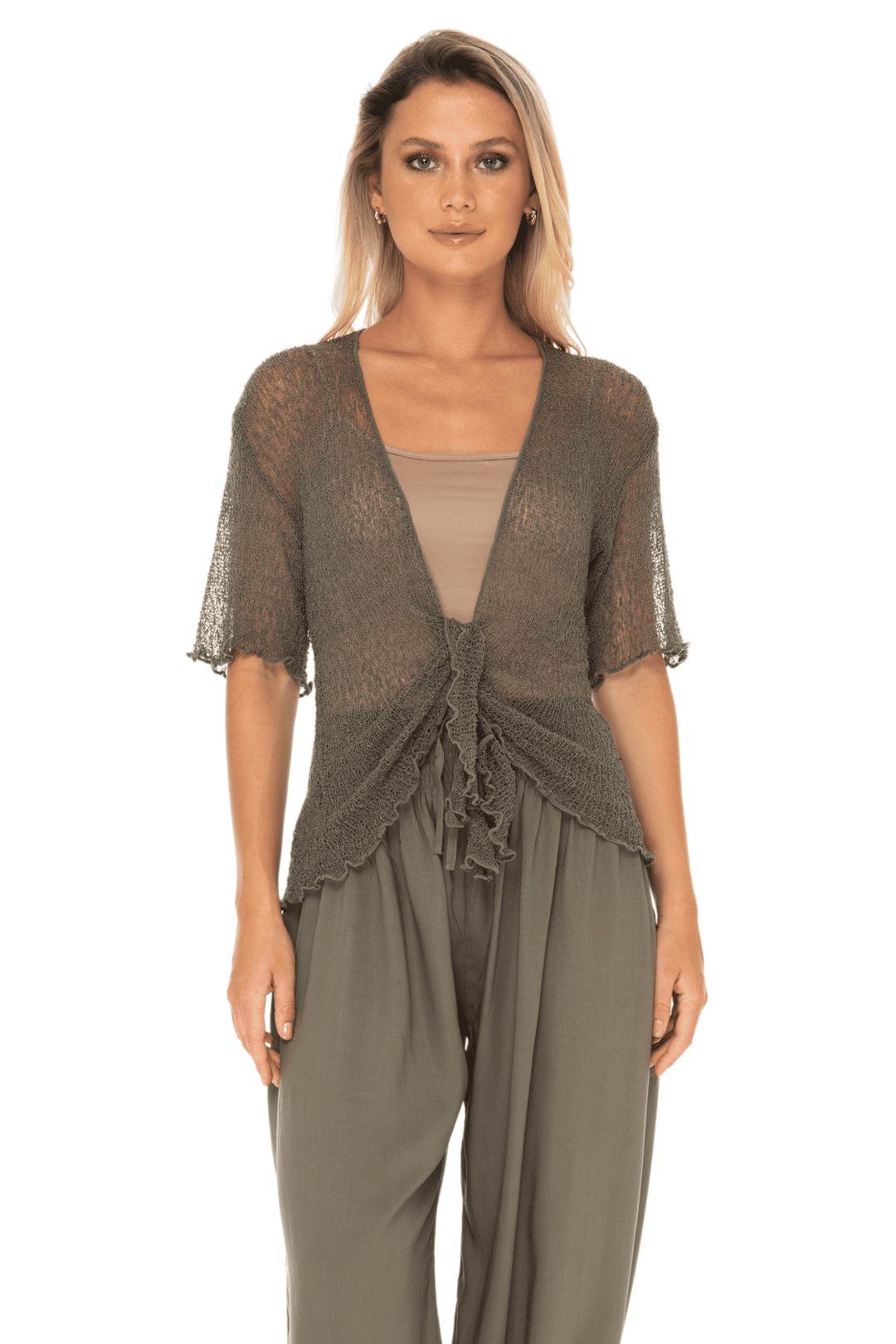 Short Sleeve Shrug - Lightweight Knit Cardigan By SHU-SHI