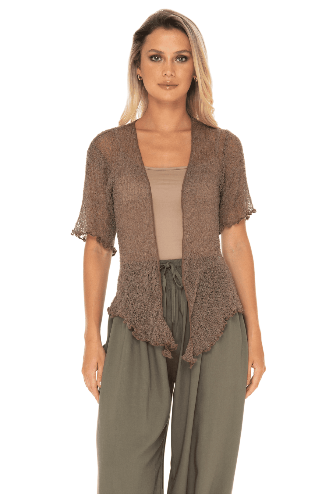 Short Sleeve Shrug - Lightweight Knit Cardigan By SHU-SHI