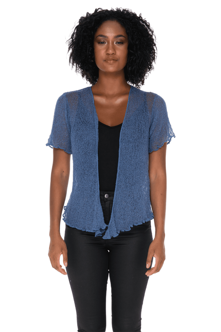 Short Sleeve Shrug - Lightweight Knit Cardigan By SHU-SHI