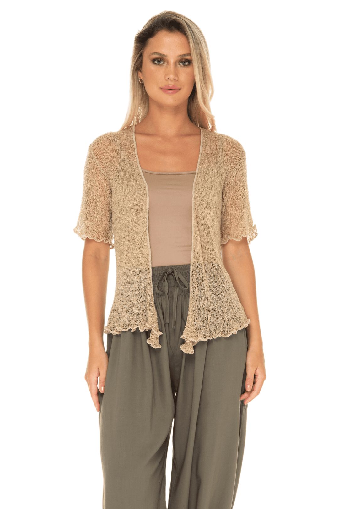 Short Sleeve Shrug - Lightweight Knit Cardigan By SHU-SHI