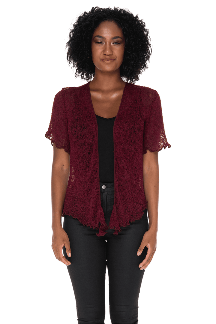 Short Sleeve Shrug - Lightweight Knit Cardigan By SHU-SHI