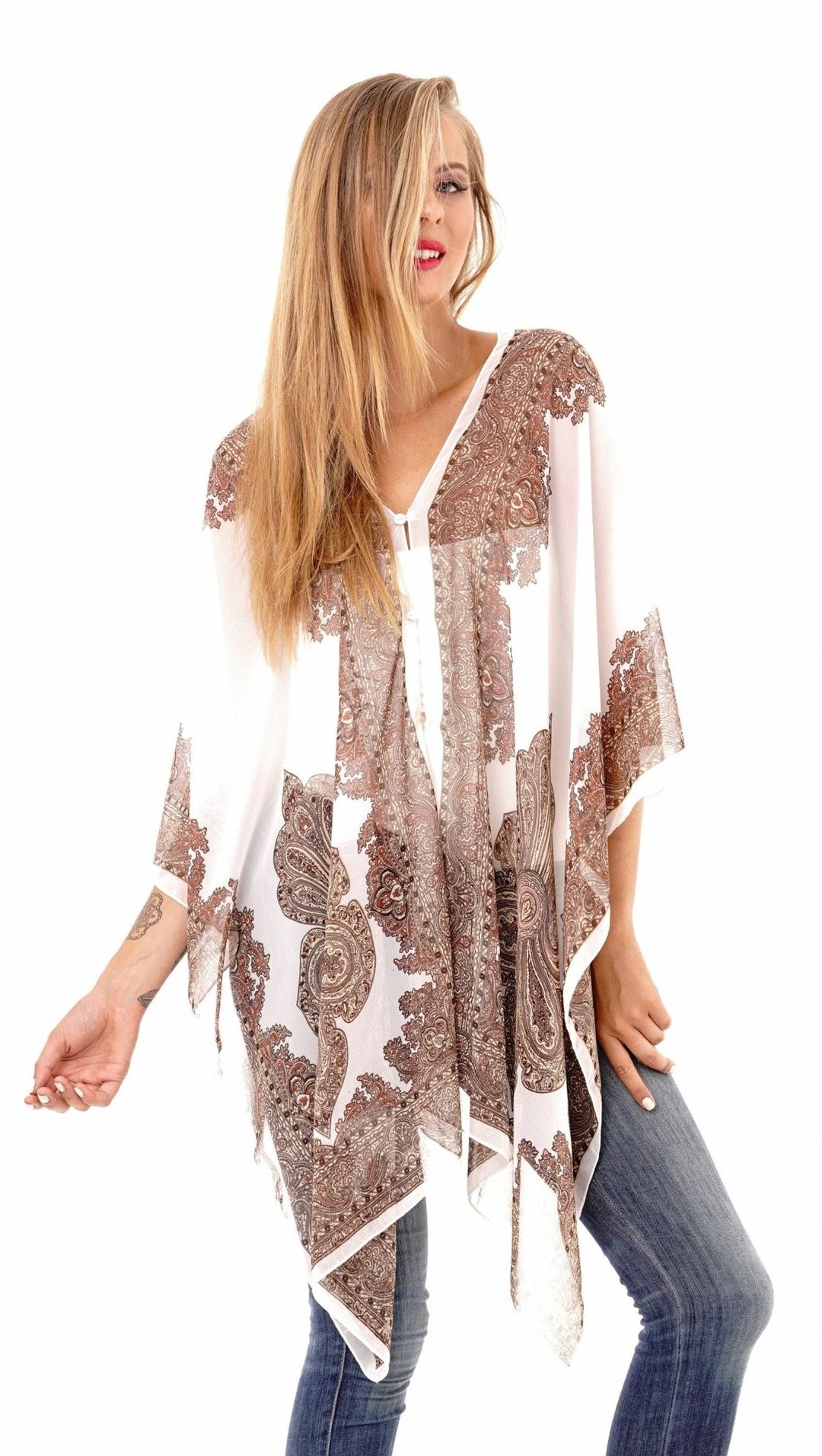 Addison Handkerchief Poncho Top Sheer Flowy Blouse - Love ShuShi