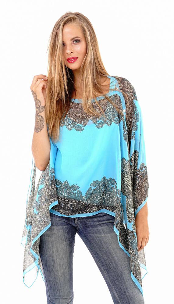 Addison Handkerchief Poncho Top Sheer Flowy Blouse - Love ShuShi