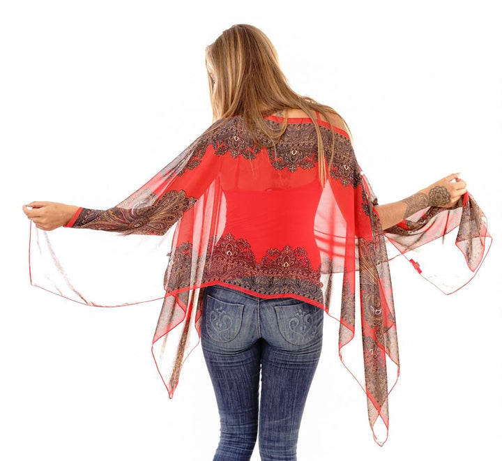 Addison Handkerchief Poncho Top Sheer Flowy Blouse - Love ShuShi