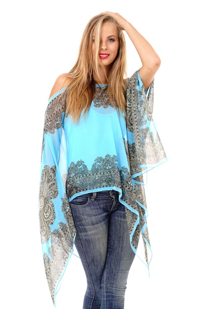 Addison Handkerchief Poncho Top Sheer Flowy Blouse - Love ShuShi