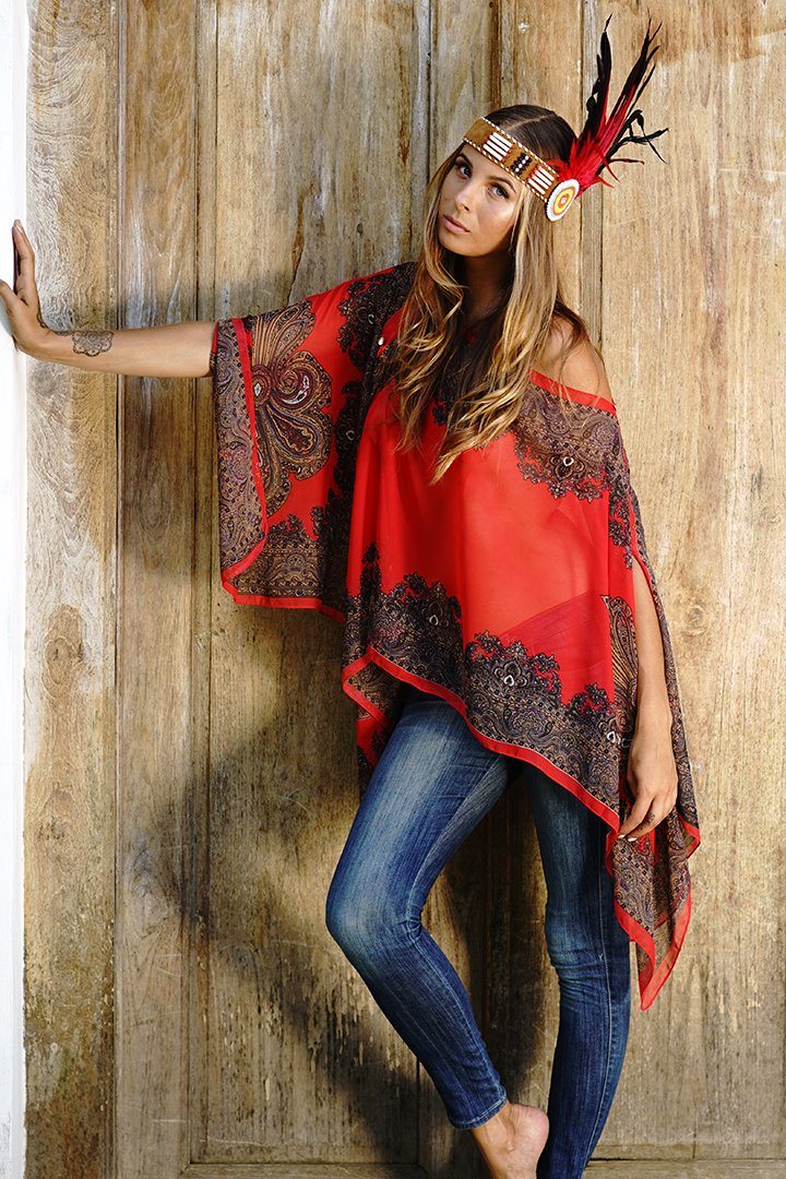 Addison Handkerchief Poncho Top Sheer Flowy Blouse - Love ShuShi