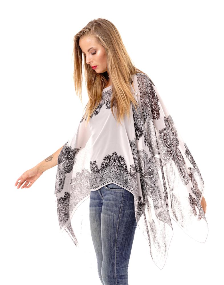 Addison Handkerchief Poncho Top Sheer Flowy Blouse - Love ShuShi