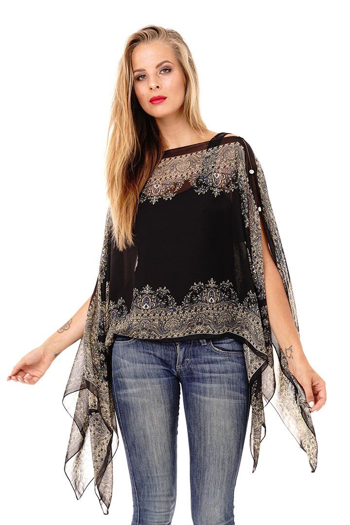 Addison Handkerchief Poncho Top Sheer Flowy Blouse - Love ShuShi