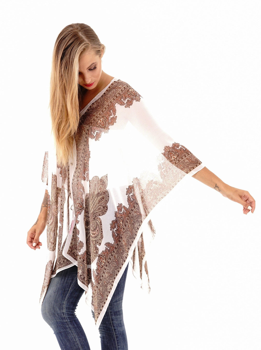 Addison Handkerchief Poncho Top Sheer Flowy Blouse - Love ShuShi