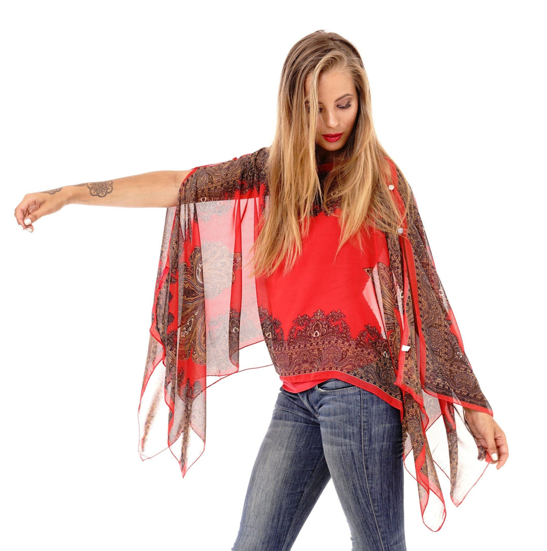 Addison Handkerchief Poncho Top Sheer Flowy Blouse - Love ShuShi