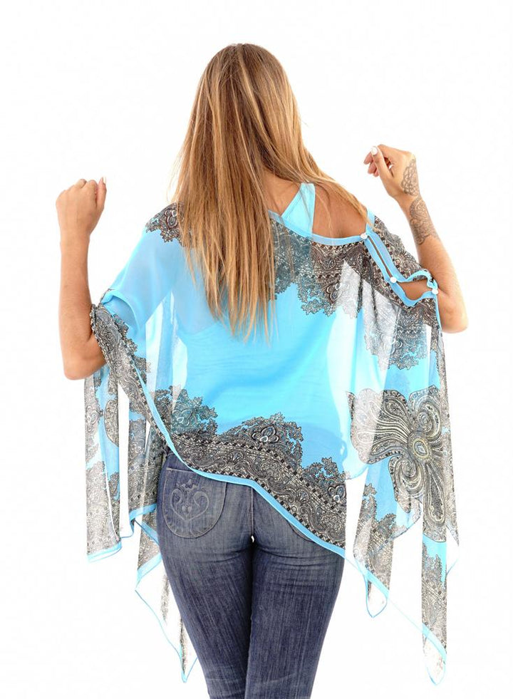 Addison Handkerchief Poncho Top Sheer Flowy Blouse - Love ShuShi