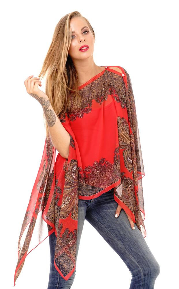 Addison Handkerchief Poncho Top Sheer Flowy Blouse - Love ShuShi