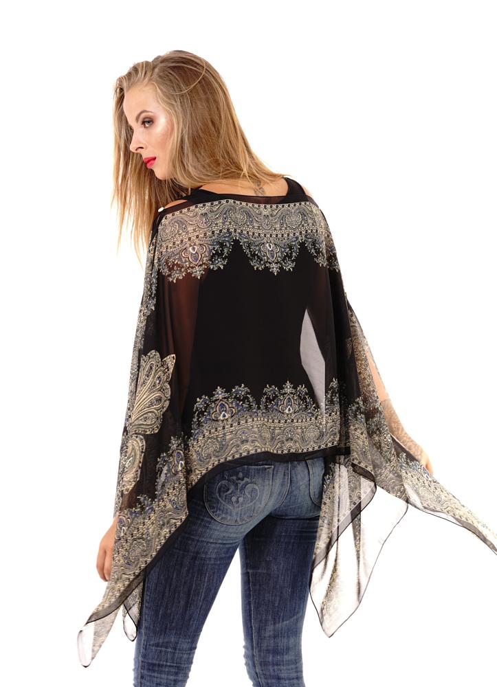 Addison Handkerchief Poncho Top Sheer Flowy Blouse - Love ShuShi