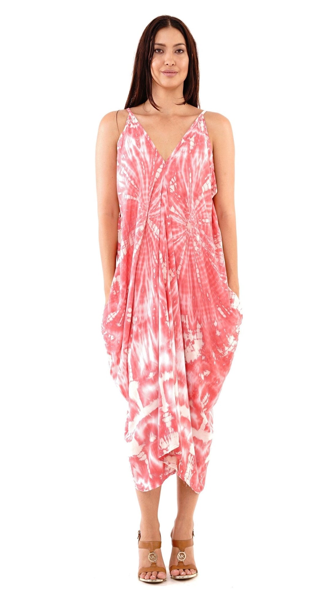 Aria Tie Dye Long Summer Dress with Side Pockets - Love ShuShi