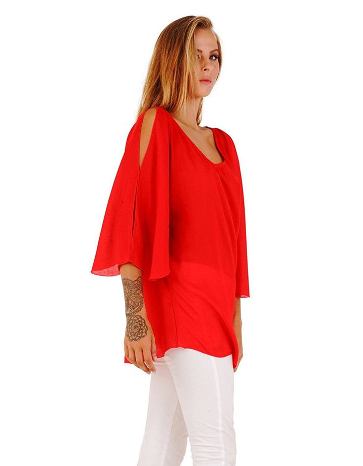 Blake Loose Fitting Long Sleeve Cold Shoulder Tunic Top - Love ShuShi