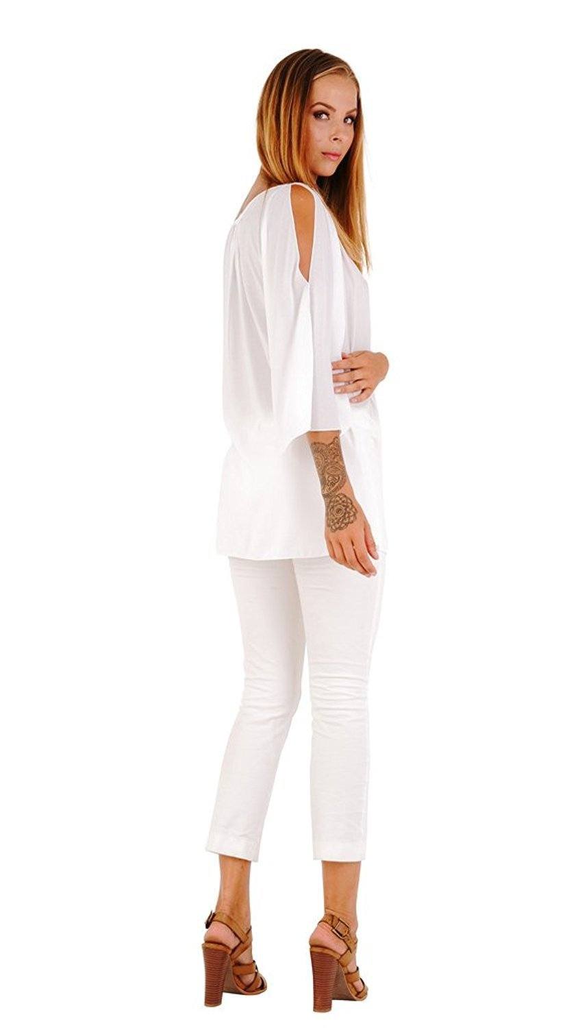 Blake Loose Fitting Long Sleeve Cold Shoulder Tunic Top - Love ShuShi