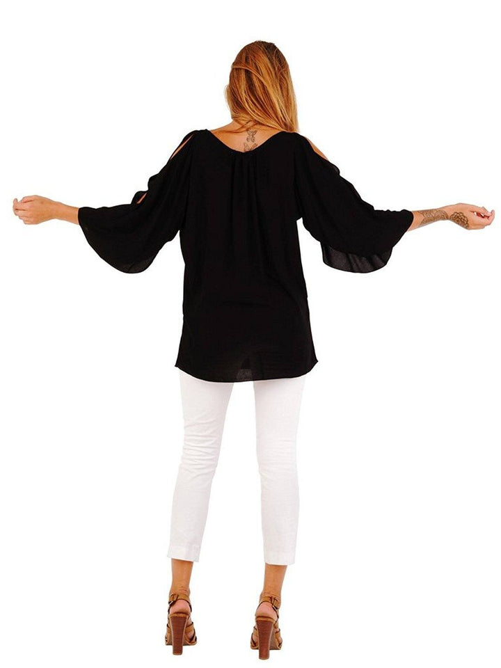 Blake Loose Fitting Long Sleeve Cold Shoulder Tunic Top - Love ShuShi